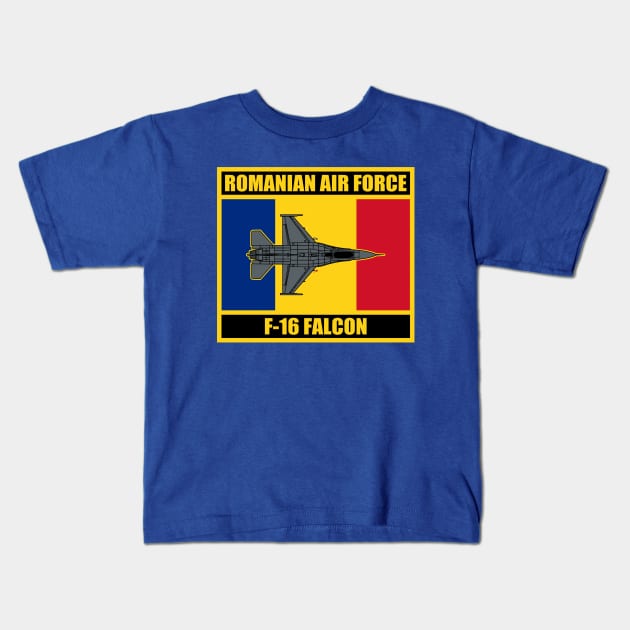 Romanian Air Force F-16 Falcon Kids T-Shirt by TCP